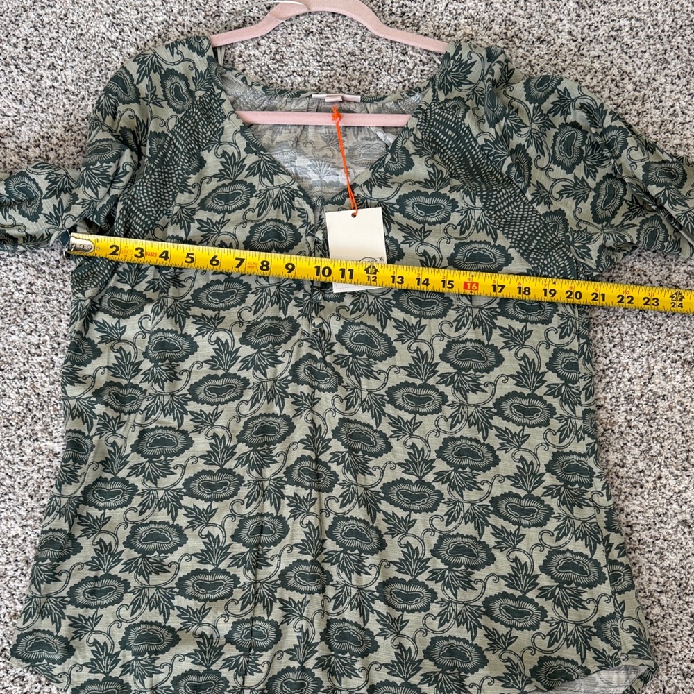Knox Rose Green Floral Long-Sleeve Peasant Blouse - Picture 6 of 7
